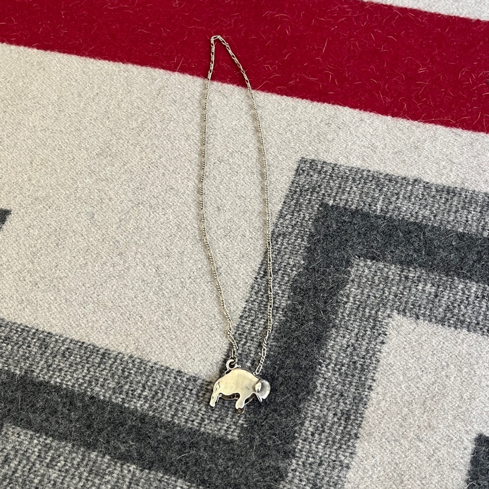 Silver Buffalo Pendant Necklace